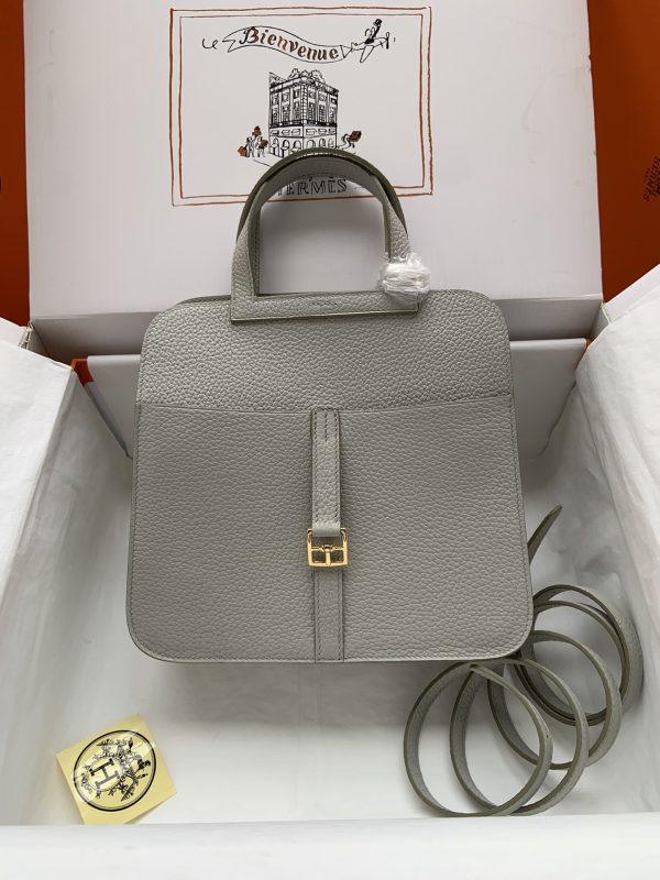 Hermes Halzan 25 Clemence Gris Perle (80) Gold Hardware