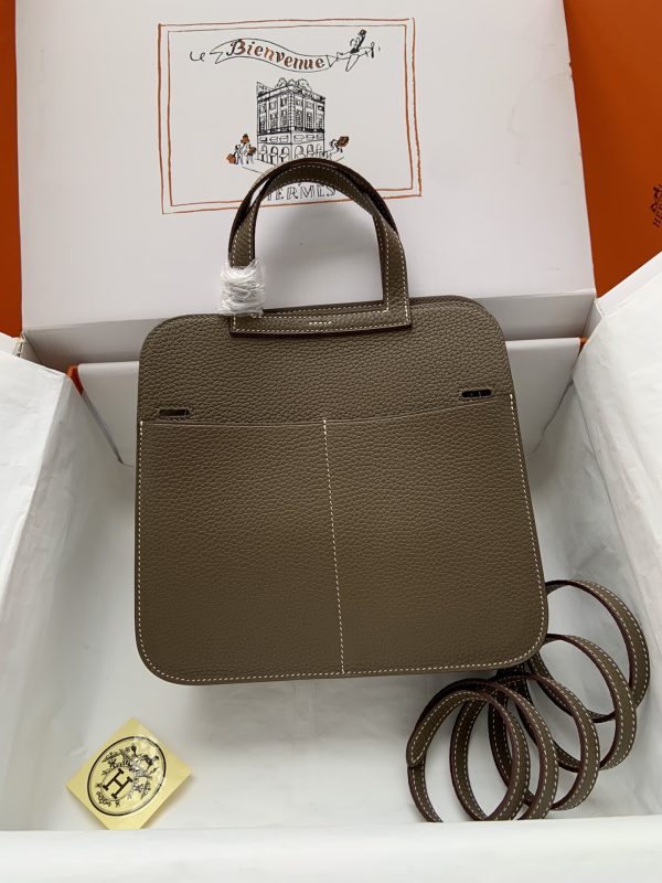 Hermes Halzan 25 Clemence Etoupe (18) Palladium Hardware - Image 2