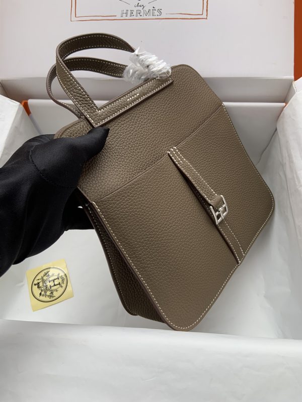 Hermes Halzan 25 Clemence Etoupe (18) Palladium Hardware - Image 3