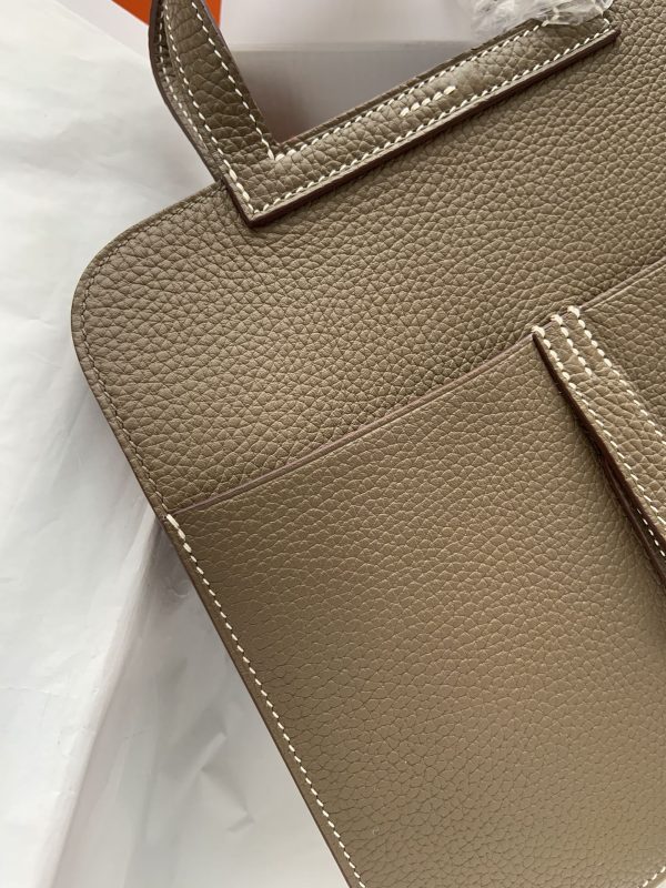 Hermes Halzan 25 Clemence Etoupe (18) Palladium Hardware - Image 9
