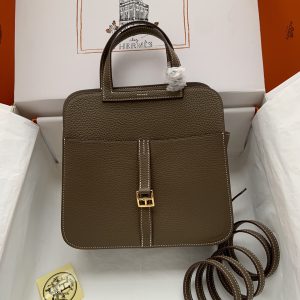 Hermes Halzan 25 Clemence Etoupe (18) Gold Hardware