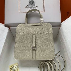 Hermes Halzan 25 Clemence Craie (10) Palladium Hardware