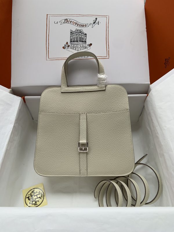 Hermes Halzan 25 Clemence Craie (10) Palladium Hardware
