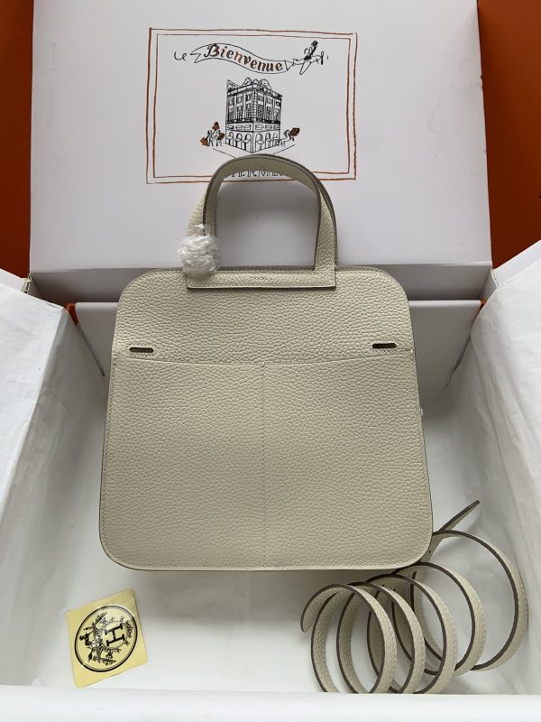 Hermes Halzan 25 Clemence Craie (10) Palladium Hardware - Image 2