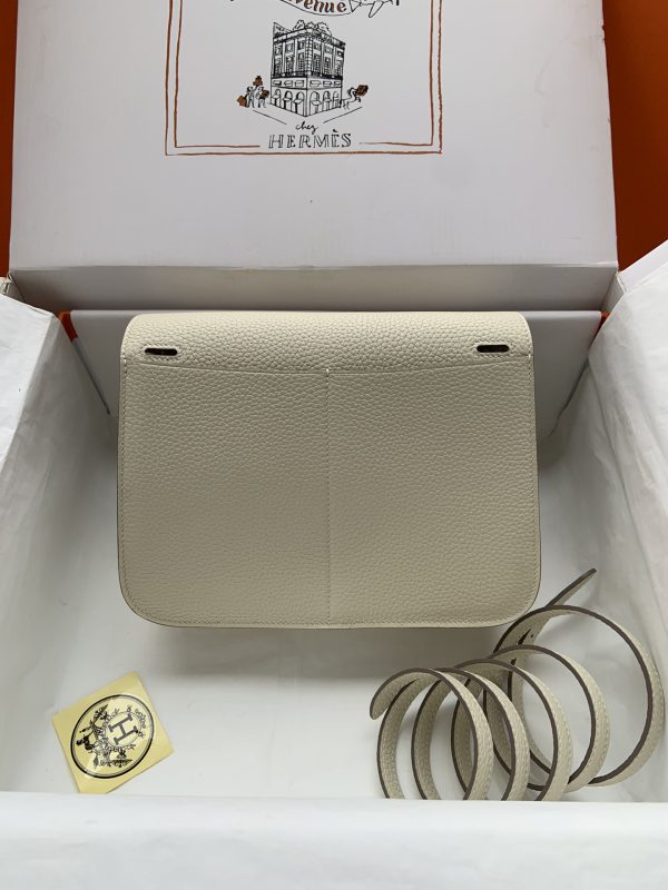 Hermes Halzan 25 Clemence Craie (10) Palladium Hardware - Image 3