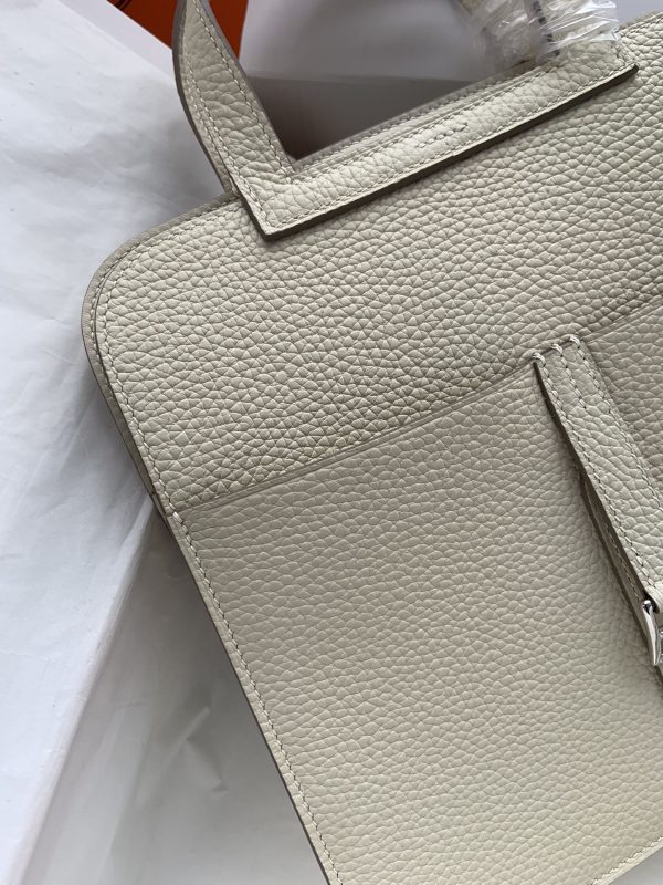 Hermes Halzan 25 Clemence Craie (10) Palladium Hardware - Image 9