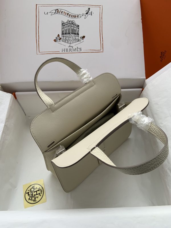 Hermes Halzan 25 Clemence Craie (10) Palladium Hardware - Image 7