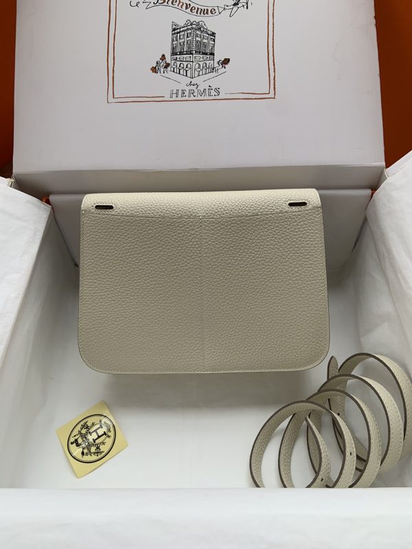 Hermes Halzan 25 Clemence Craie (10) Gold Hardware - Image 5