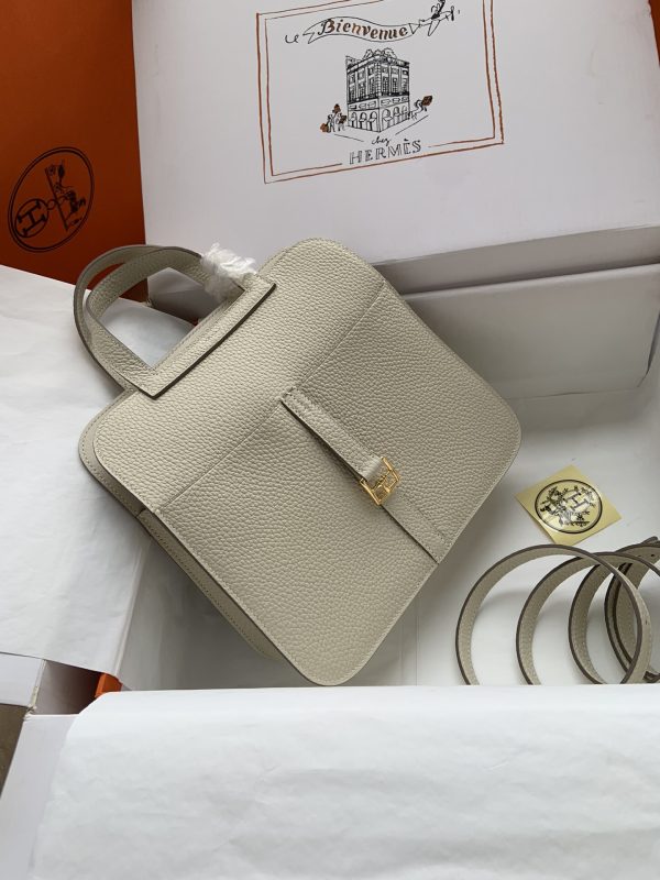 Hermes Halzan 25 Clemence Craie (10) Gold Hardware - Image 3