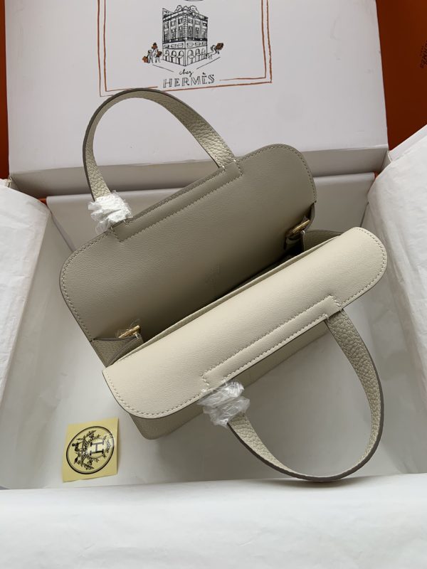 Hermes Halzan 25 Clemence Craie (10) Gold Hardware - Image 7