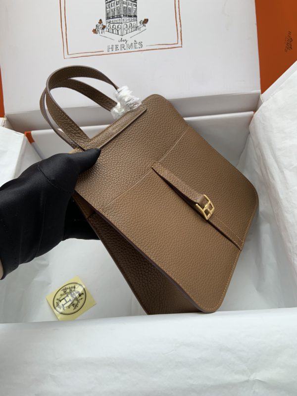 Hermes Halzan HSS 25 Clemence Alezan (3G)  And Sesame(2S)Gold Hardware - Image 5