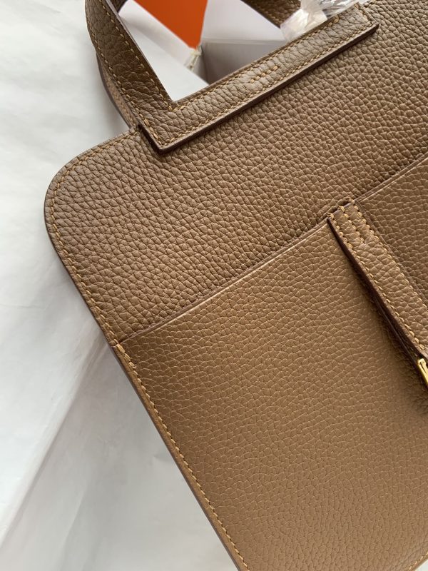 Hermes Halzan HSS 25 Clemence Alezan (3G)  And Sesame(2S)Gold Hardware - Image 9