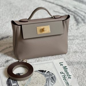 2424 Mini 21 Evercolor And Swift Gris Asphalte (M8) Gold Hardware