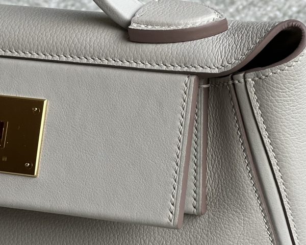 2424 Mini 21 Evercolor And Swift Gris Perle (80) Gold Hardware - Image 11
