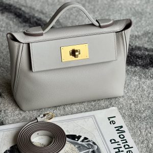 2424 Mini 21 Evercolor And Swift Gris Perle (80) Gold Hardware