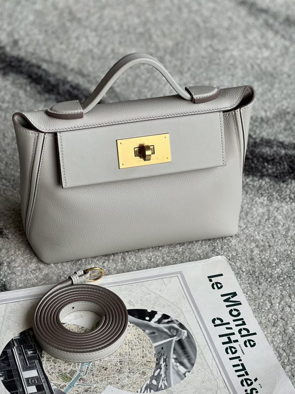 2424 Mini 21 Evercolor And Swift Gris Perle (80) Gold Hardware