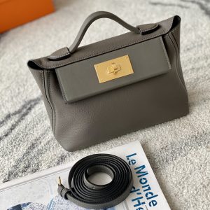 2424 Mini 21 Evercolor And Swift Etain (8F) Gold Hardware