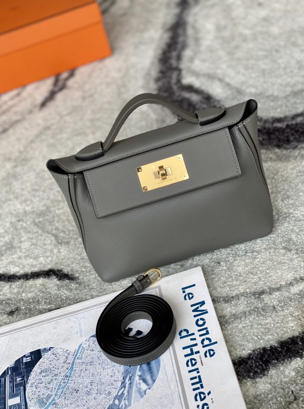 2424 Mini 21 Evercolor And Swift Gris Meyer (0L) Gold Hardware
