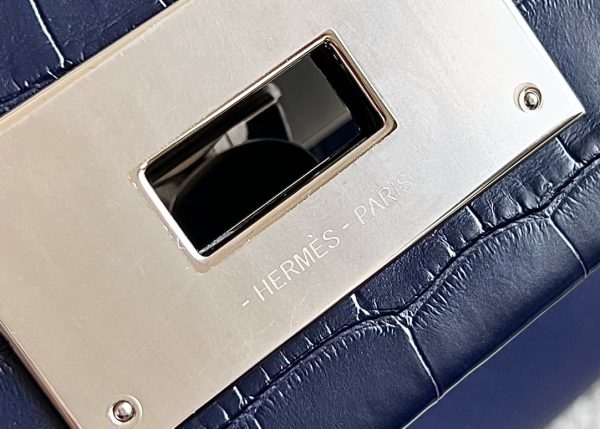 2424 Mini 21 Alligator,Evercolor And Swift Blue Saphir (73) Palladium Hardware - Image 6