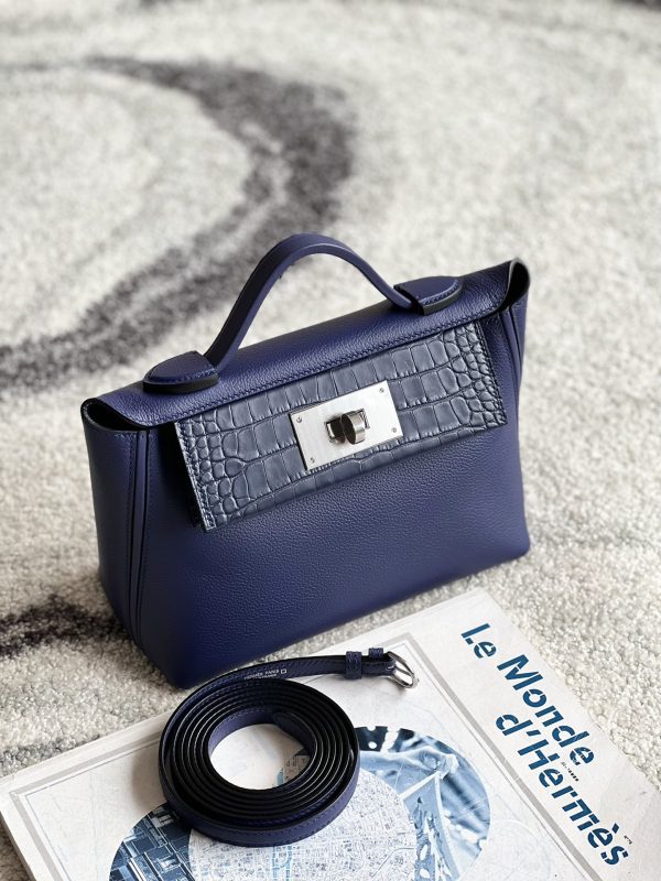 2424 Mini 21 Alligator,Evercolor And Swift Blue Saphir (73) Palladium Hardware