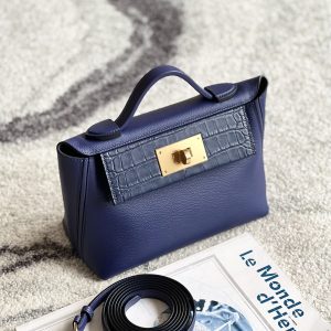 2424 Mini 21 Alligator, Evercolor And Swift Blue Saphir (73) Gold Hardware
